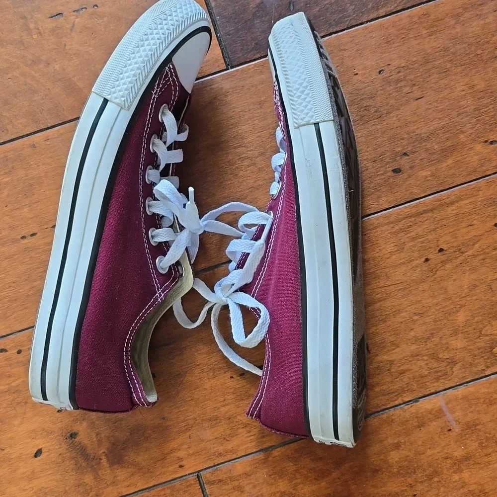 Converse Maroon Canvas Sneakers with White Accents - Picture 4 of 7